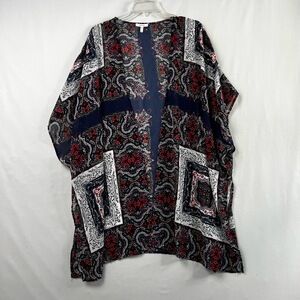 Maurices Sheer Kimono Womens 2/3X Floral Topper Open Front Boho Cowgirl Casual